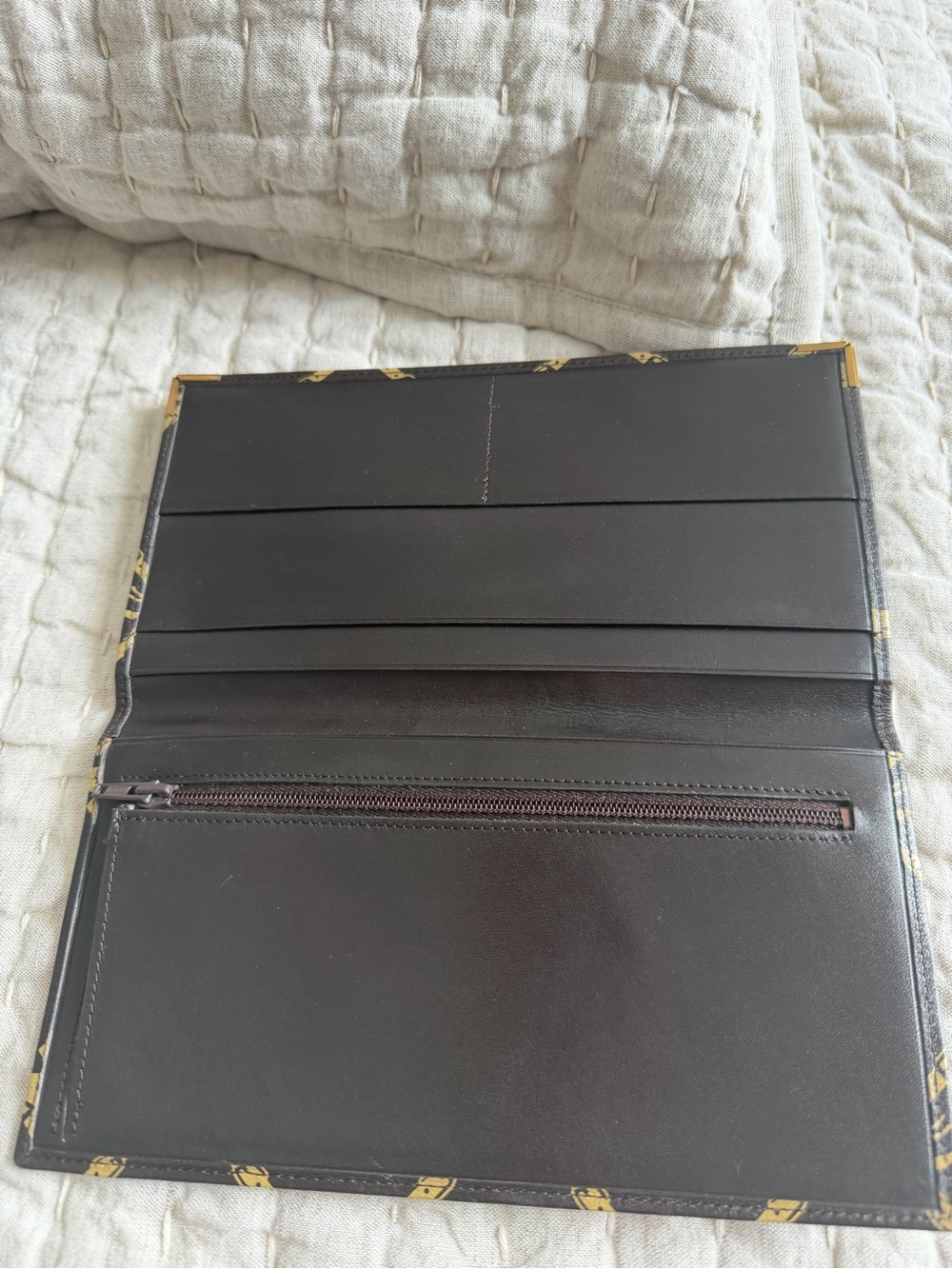 Longchamp Vintage Brown Leather Slim Long Equestrian Print Wallet - Picture 3 of 9